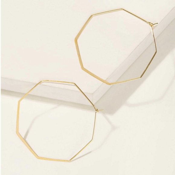 5 for $25 Metal Hexagon Geometric Hoop Earrings … - Picture 6 of 7